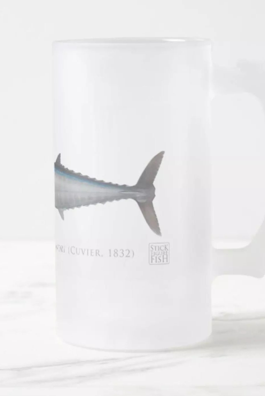 Wahoo No. 2 - Frosted Glass Stein-Stick Figure Fish Illustration
