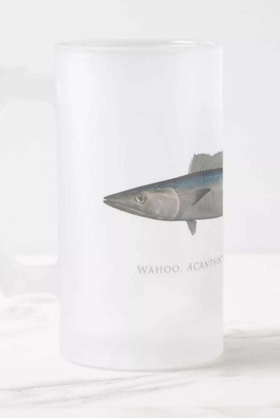 Wahoo No. 2 - Frosted Glass Stein-Stick Figure Fish Illustration