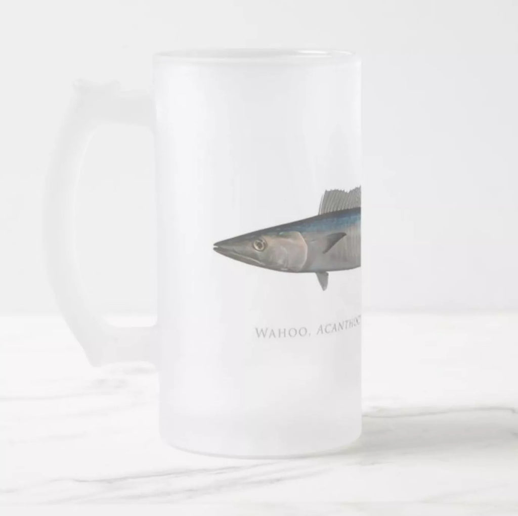 Wahoo No. 2 - Frosted Glass Stein-Stick Figure Fish Illustration
