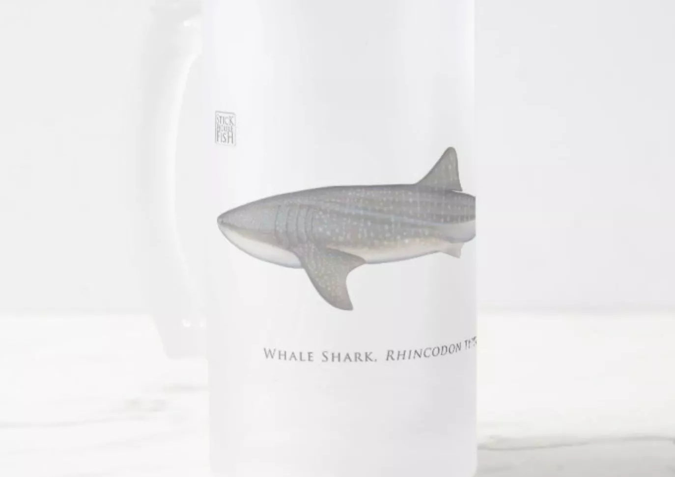 Whale Shark - Frosted Glass Stein-Stick Figure Fish Illustration
