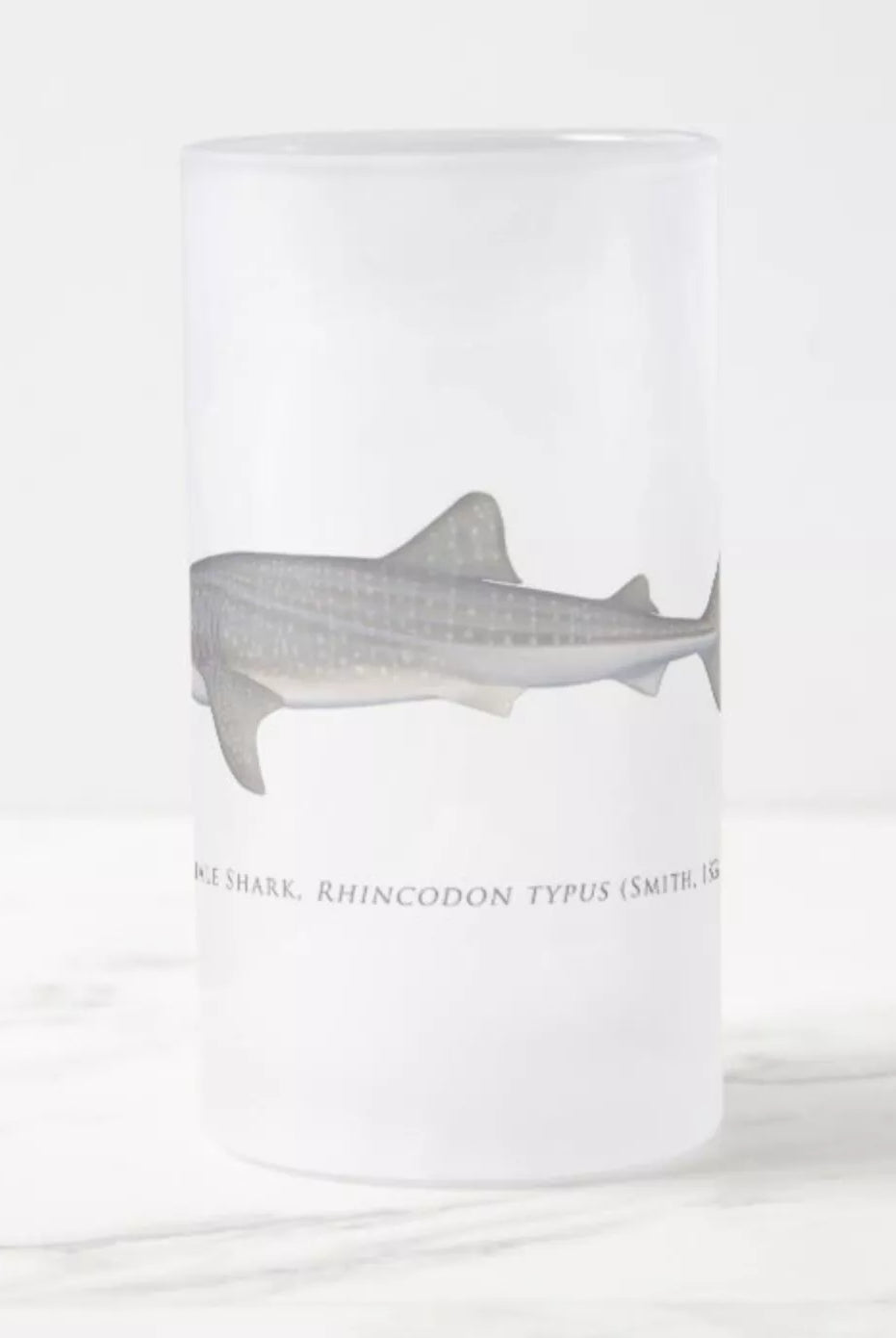 Whale Shark - Frosted Glass Stein-Stick Figure Fish Illustration
