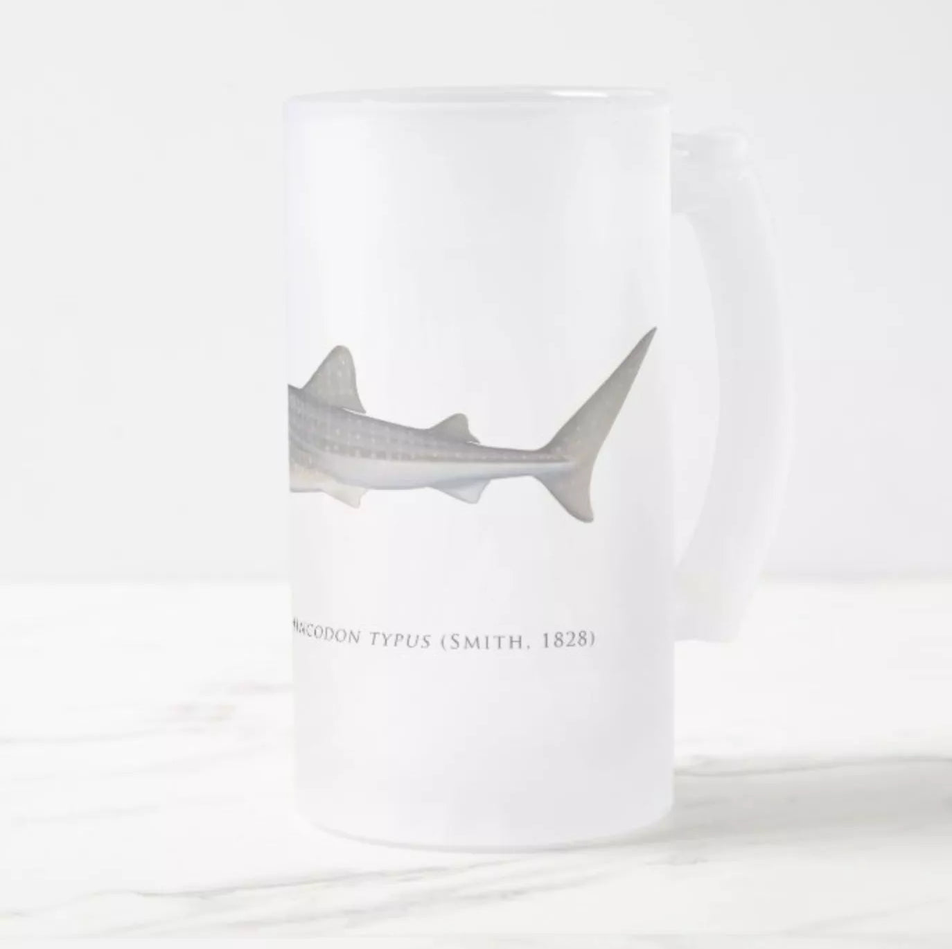 Whale Shark - Frosted Glass Stein-Stick Figure Fish Illustration