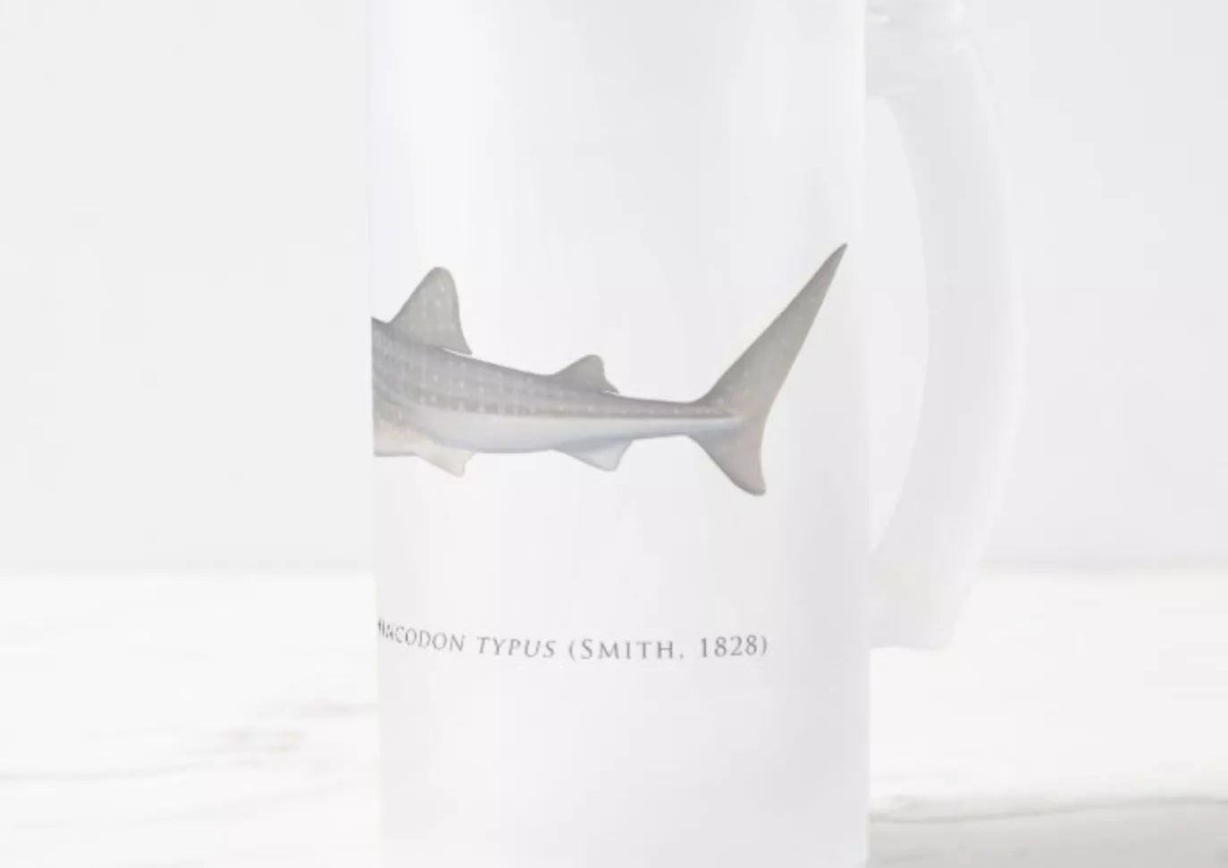 Whale Shark - Frosted Glass Stein-Stick Figure Fish Illustration