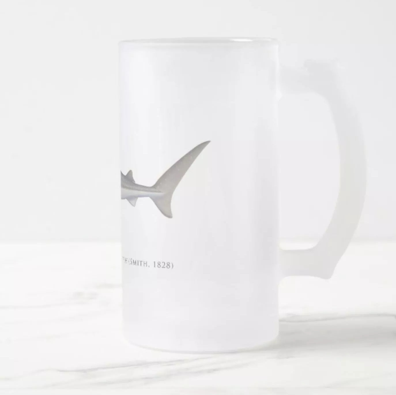 Whale Shark - Frosted Glass Stein-Stick Figure Fish Illustration