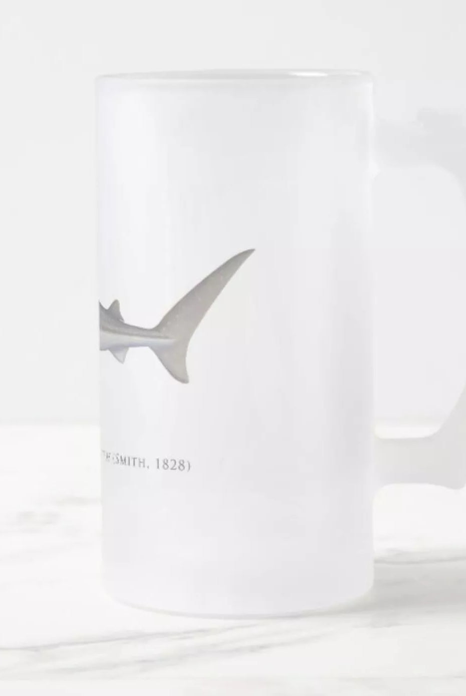 Whale Shark - Frosted Glass Stein-Stick Figure Fish Illustration