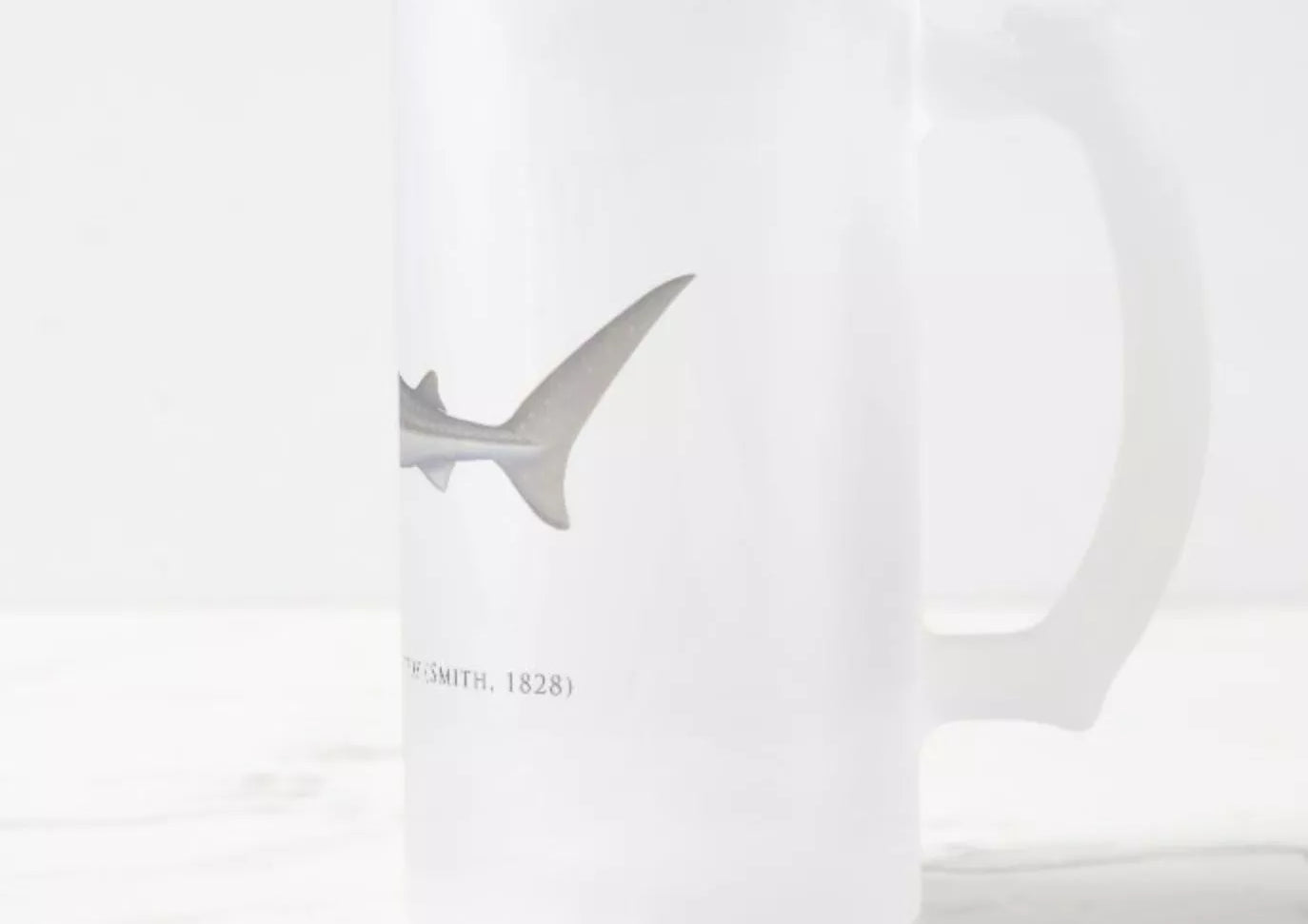 Whale Shark - Frosted Glass Stein-Stick Figure Fish Illustration