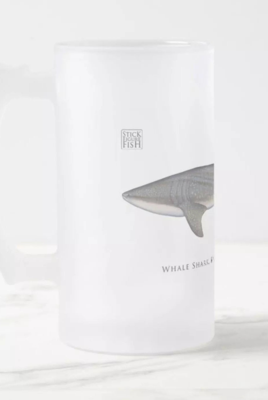 Whale Shark - Frosted Glass Stein-Stick Figure Fish Illustration