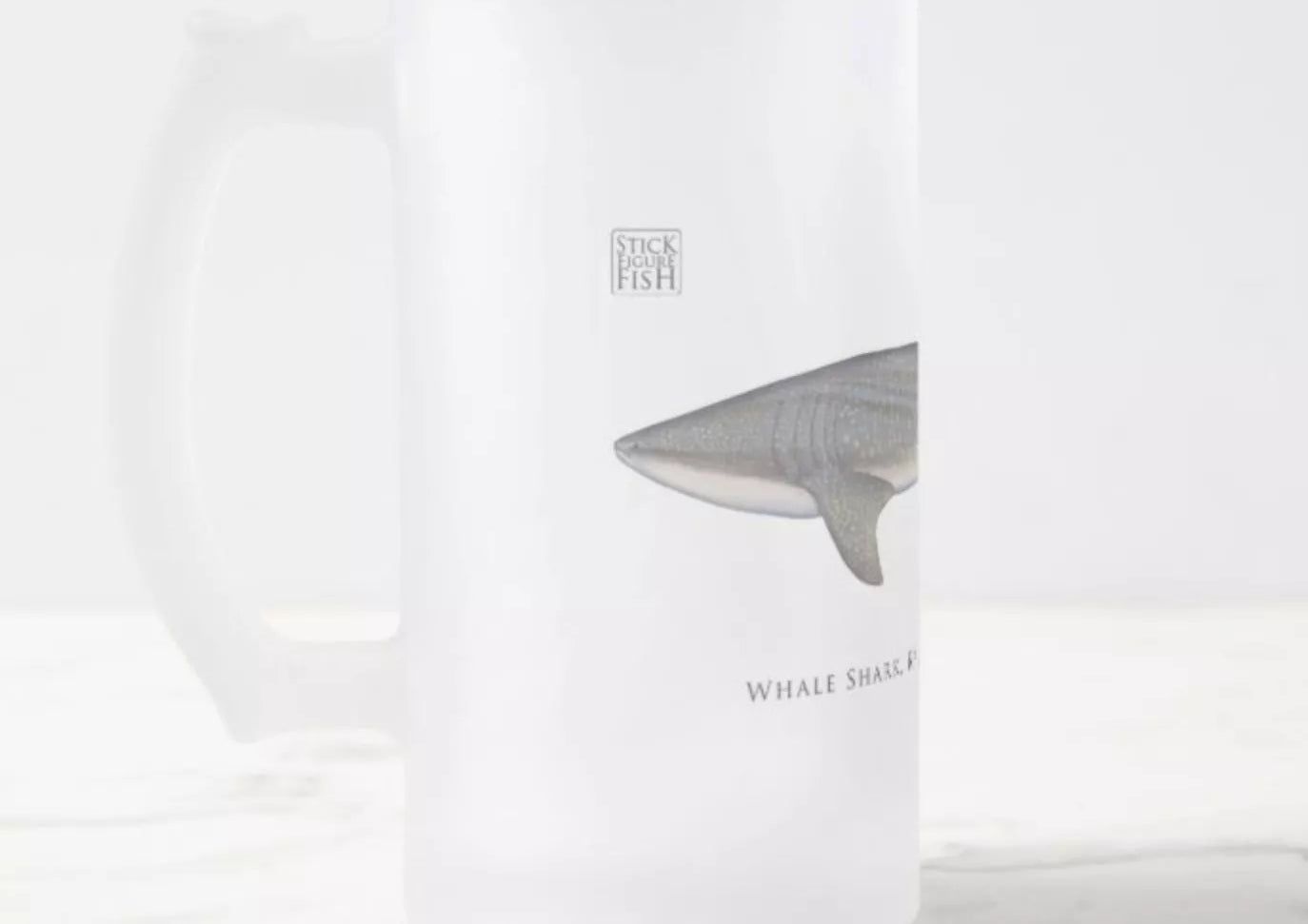 Whale Shark - Frosted Glass Stein-Stick Figure Fish Illustration