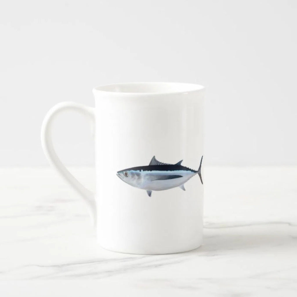 Albacore - Fine Bone China Mug-Stick Figure Fish Illustration
