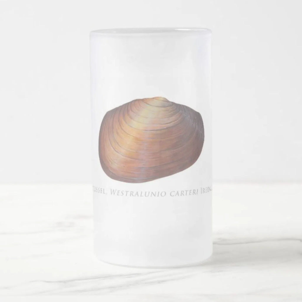 Ambiguus Mussel - Frosted Glass Stein-Stick Figure Fish Illustration