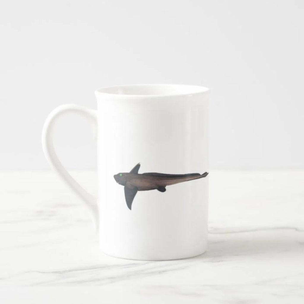 Black Ghostshark - Fine Bone China Mug-Stick Figure Fish Illustration