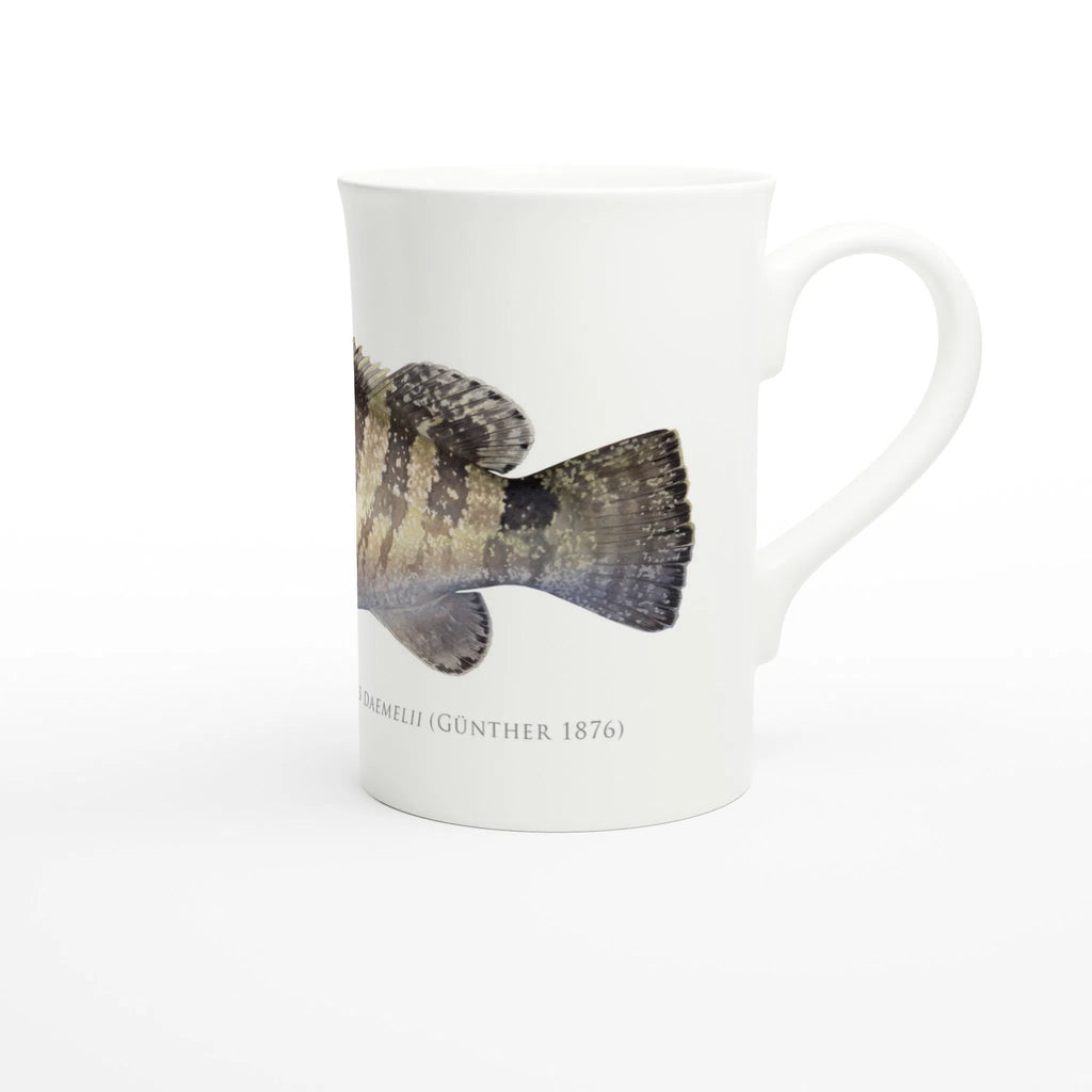 Black Rockcod - Fine Bone China Mug-Stick Figure Fish Illustration