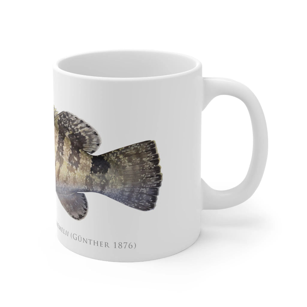 Black Rockcod Mug-Stick Figure Fish Illustration