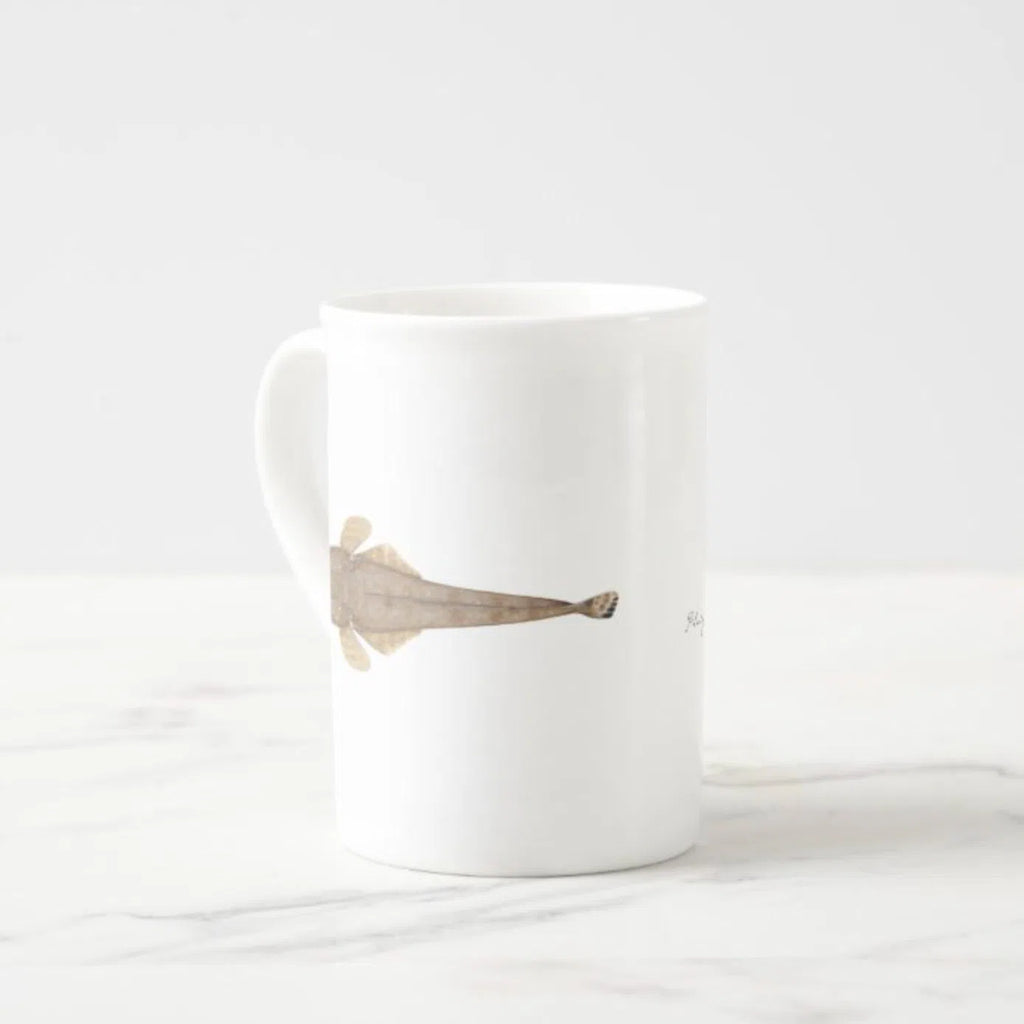 Bluespotted Flathead - Fine Bone China Mug-Stick Figure Fish Illustration