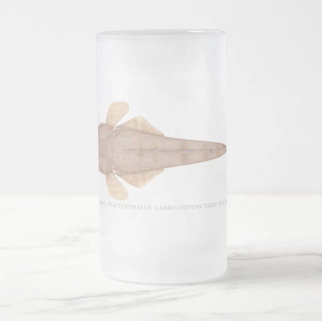 Bluespotted Flathead - Frosted Glass Stein-Stick Figure Fish Illustration