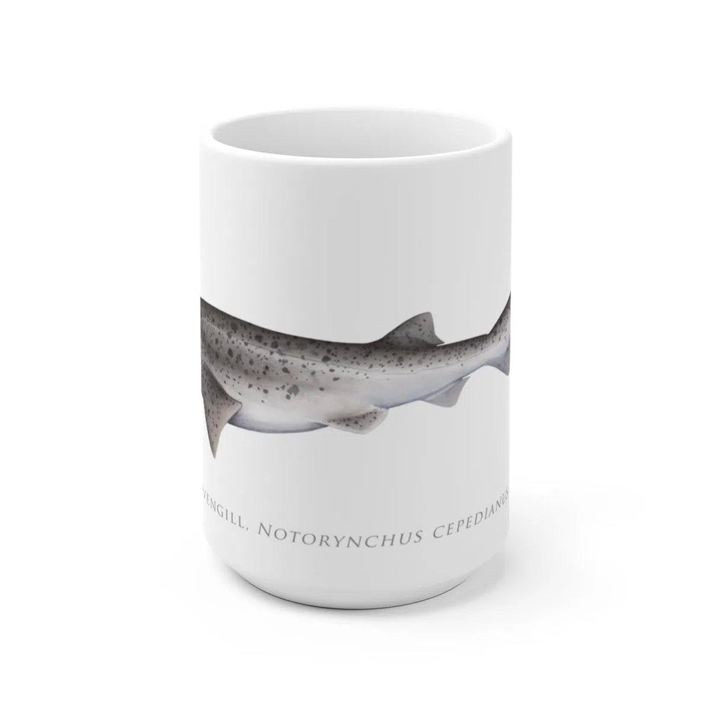 Broadnose Sevengill Shark Mug-Stick Figure Fish Illustration