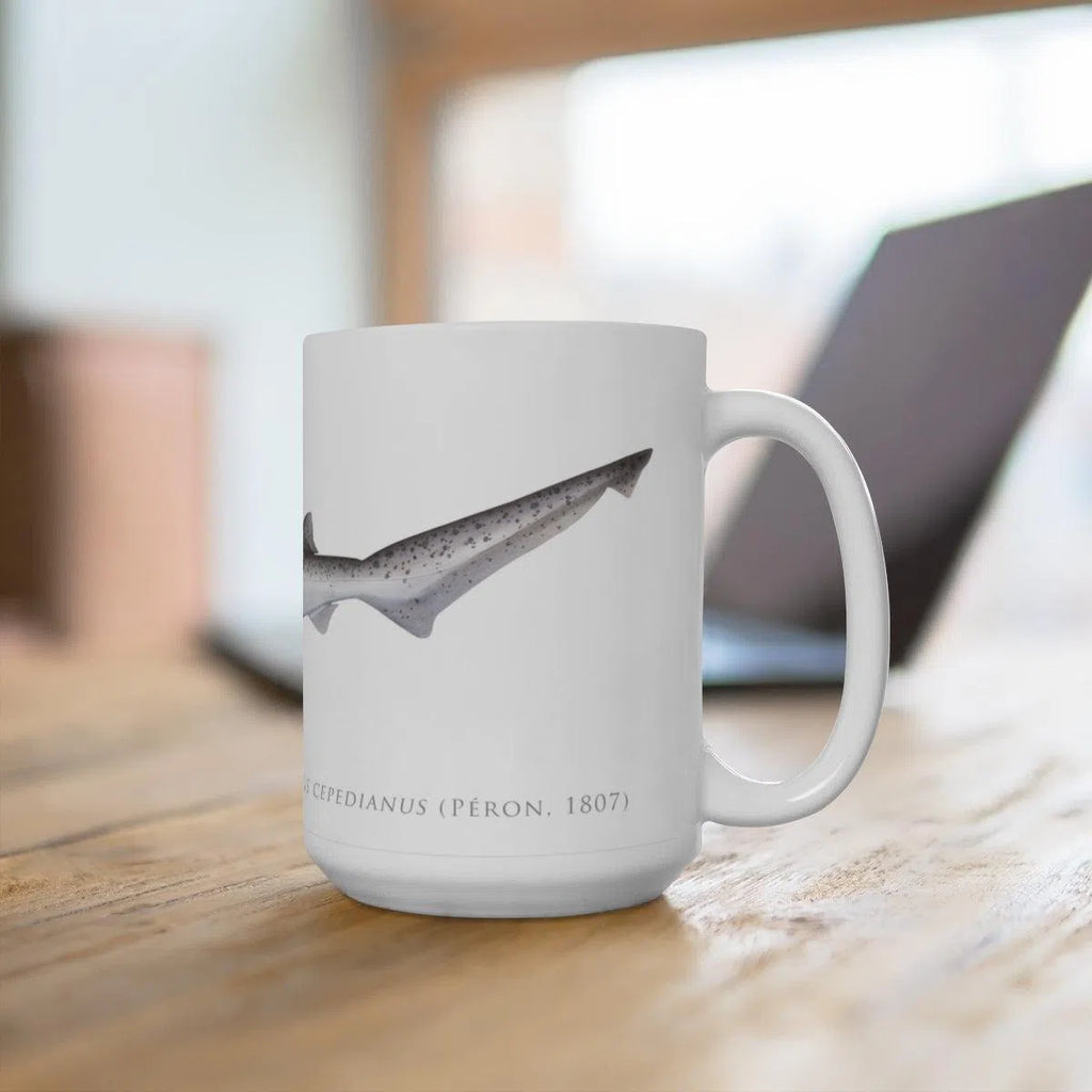 Broadnose Sevengill Shark Mug-Stick Figure Fish Illustration