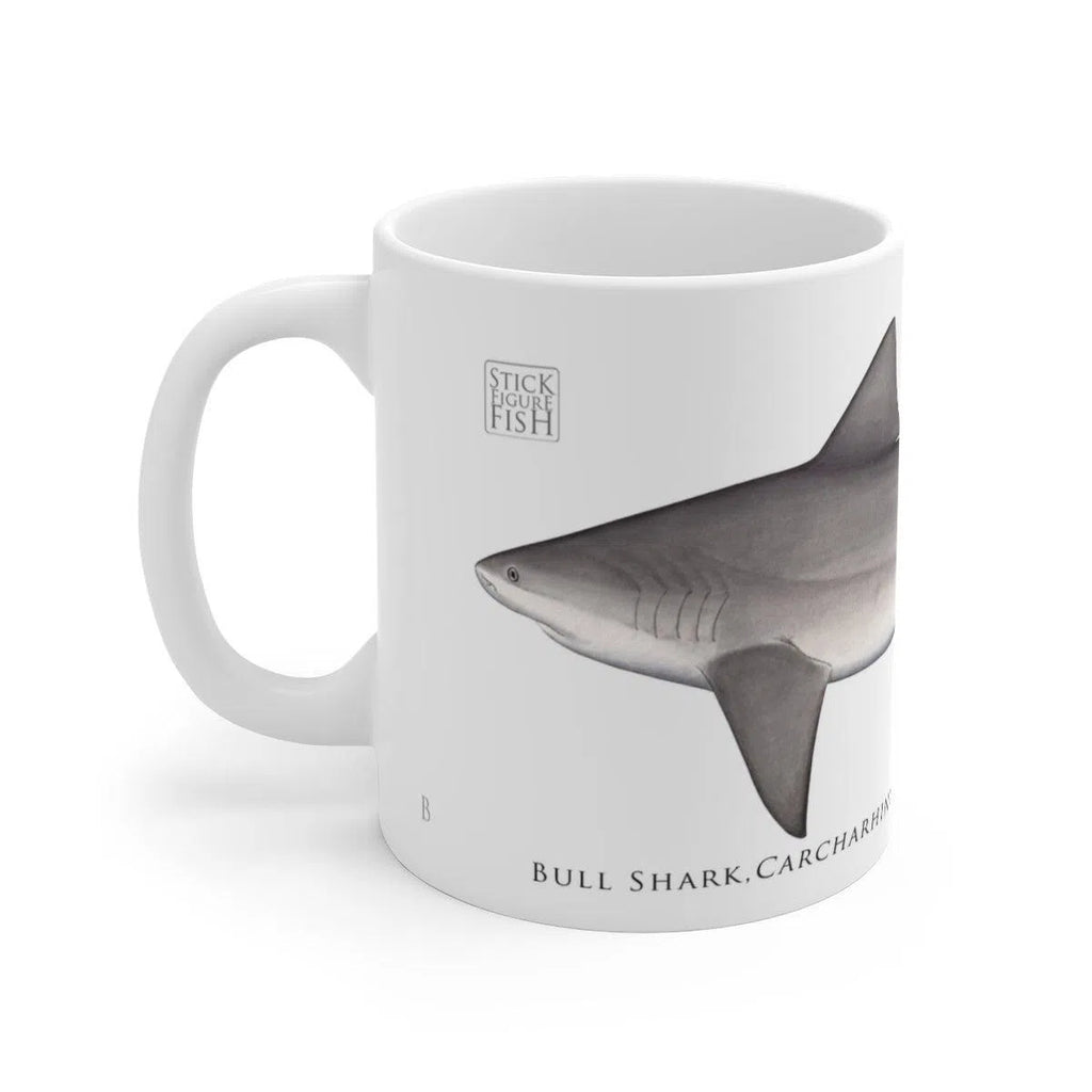 Bull Shark Mug-Stick Figure Fish Illustration