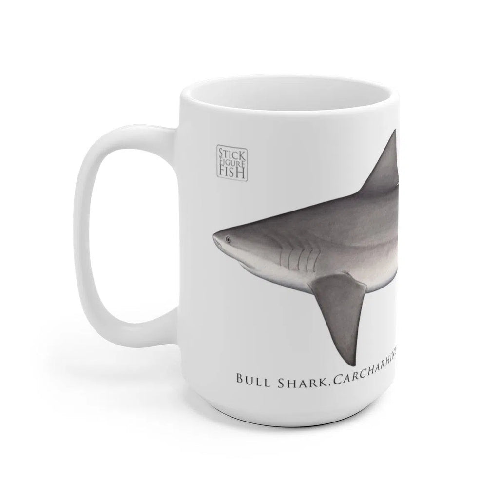 Bull Shark Mug-Stick Figure Fish Illustration