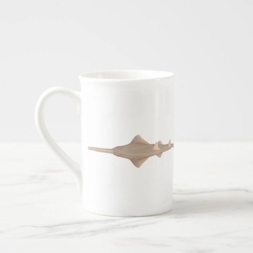 Choose Your Species - Shark or Ray - Fine Bone China Mug-Stick Figure Fish Illustration