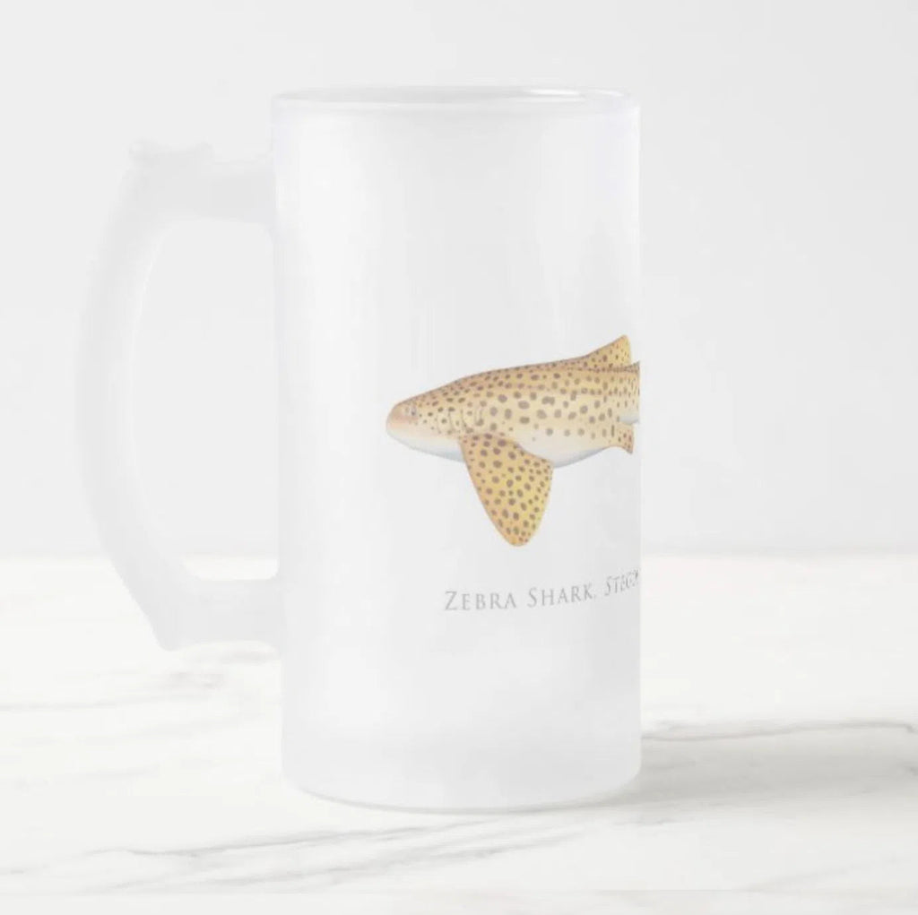 Choose Your Species - Shark or Ray - Frosted Glass Stein-Stick Figure Fish Illustration