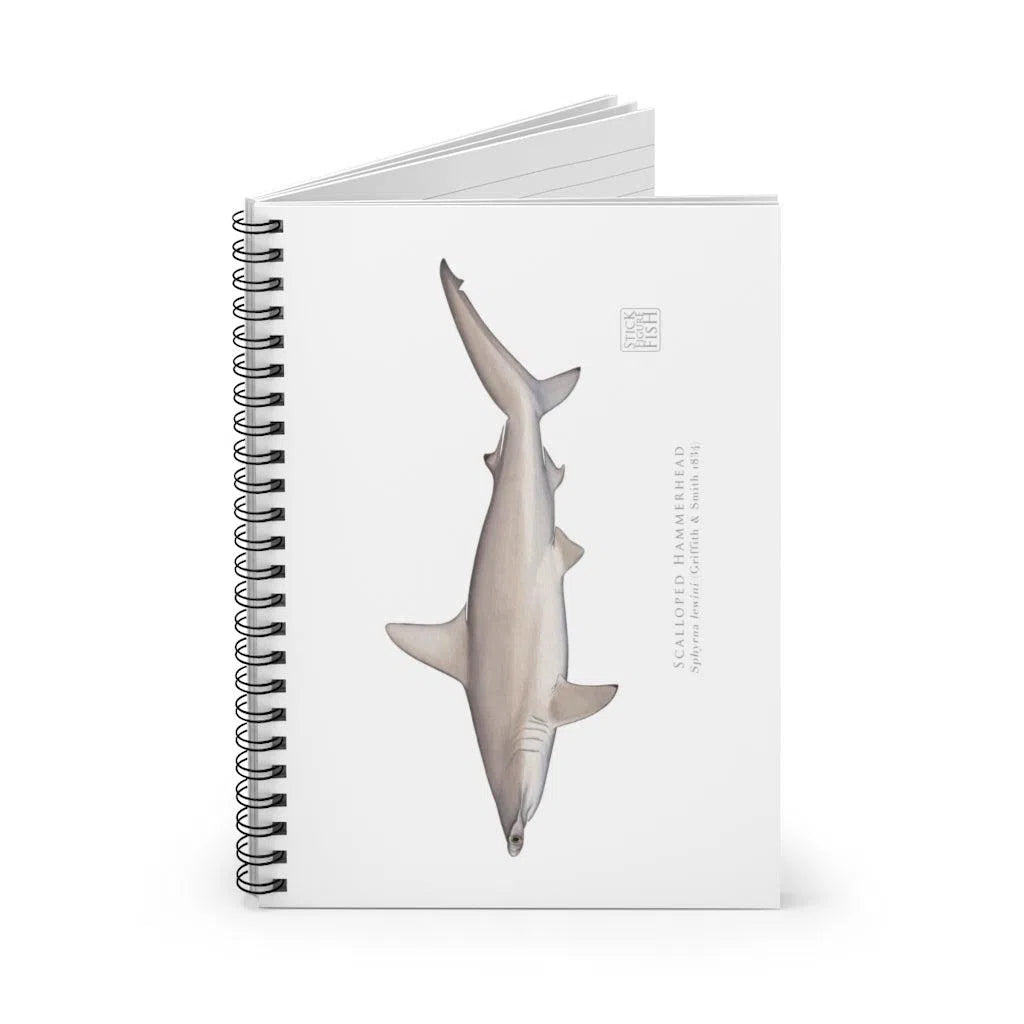 Choose Your Species - Shark or Ray - Spiral Notebook - Ruled Line-Stick Figure Fish Illustration