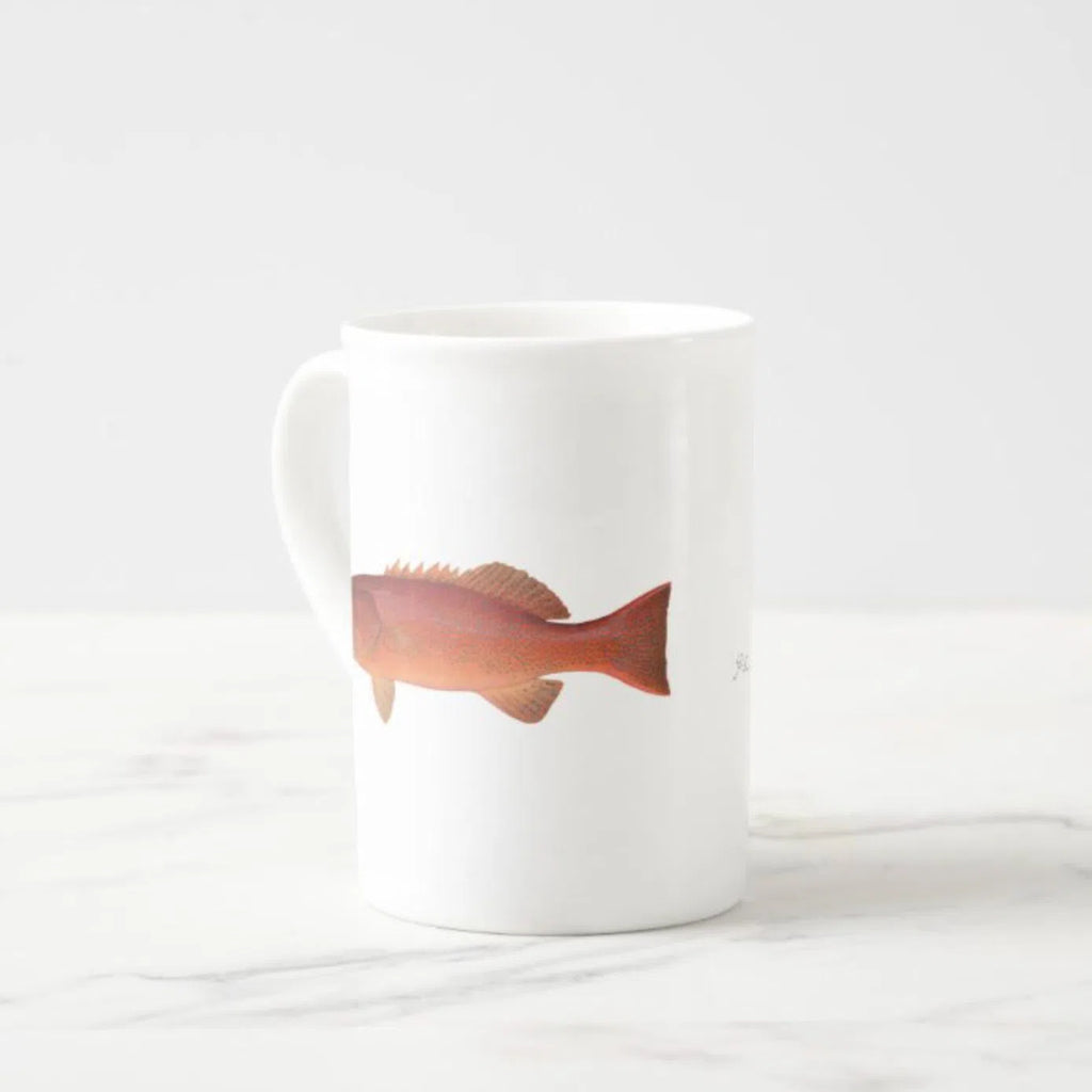 Common Coral Trout - Fine Bone China Mug-Stick Figure Fish Illustration