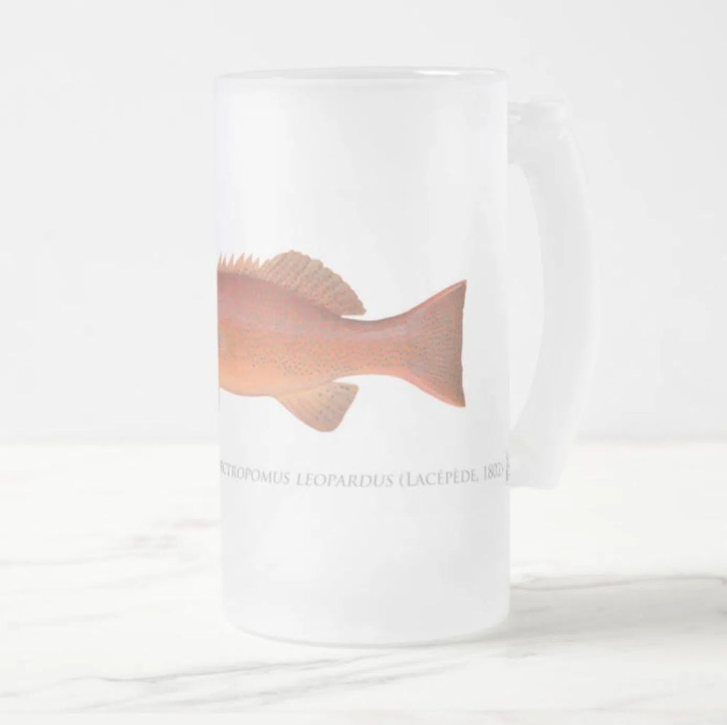 Common Coral Trout - Frosted Glass Stein-Stick Figure Fish Illustration