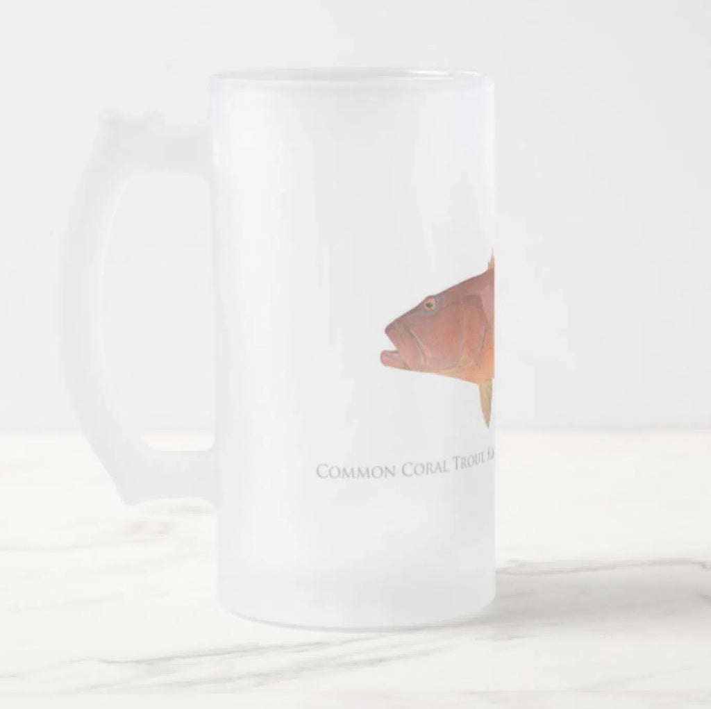 Common Coral Trout - Frosted Glass Stein-Stick Figure Fish Illustration