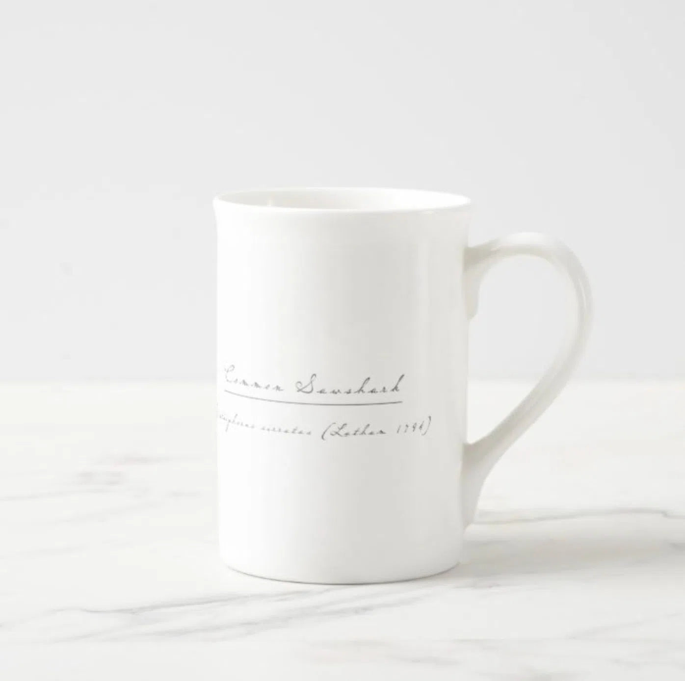 Common Sawshark - Fine Bone China Mug-Stick Figure Fish Illustration