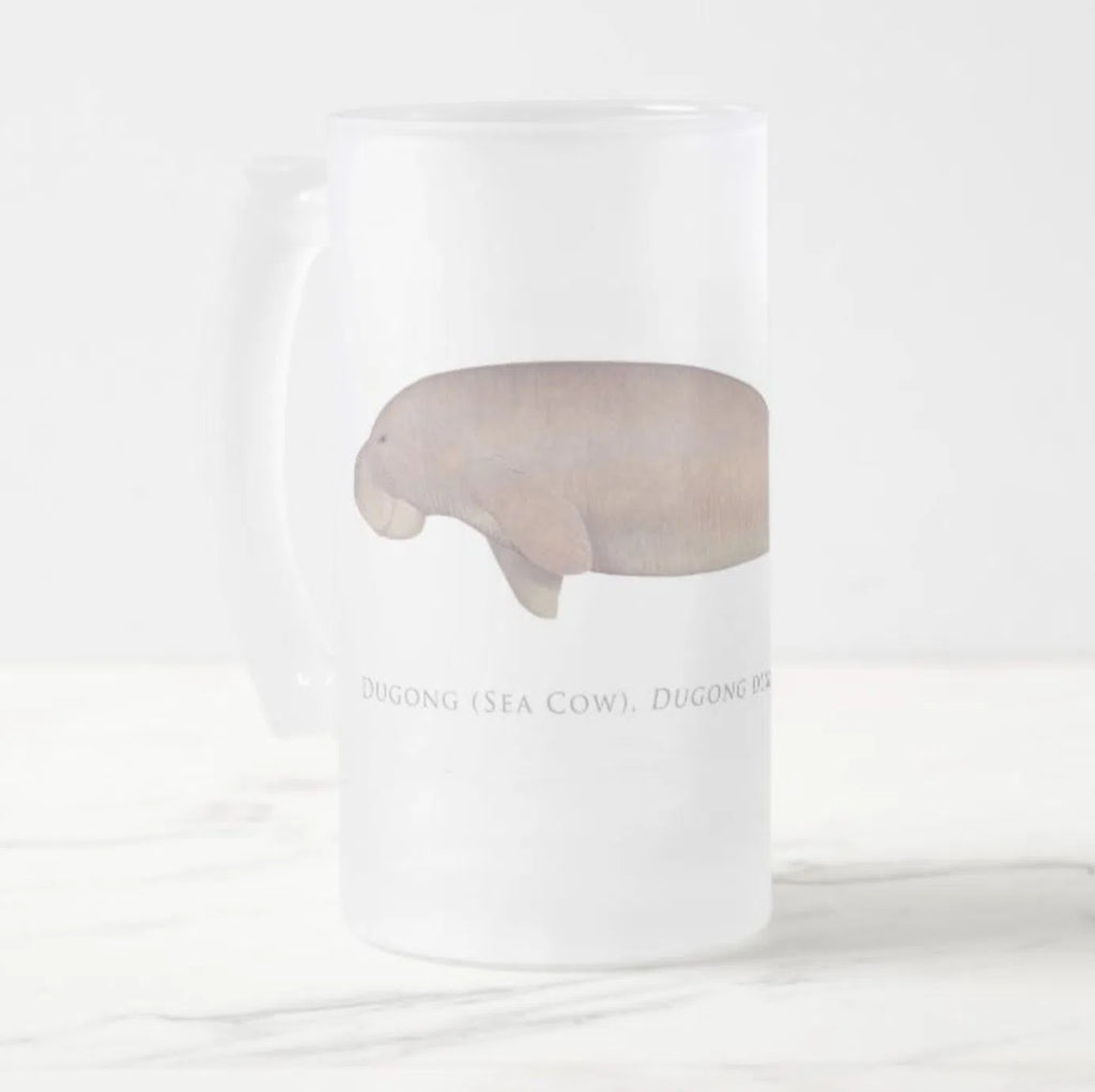 Dugong (Sea Cow) - Frosted Glass Stein-Stick Figure Fish Illustration