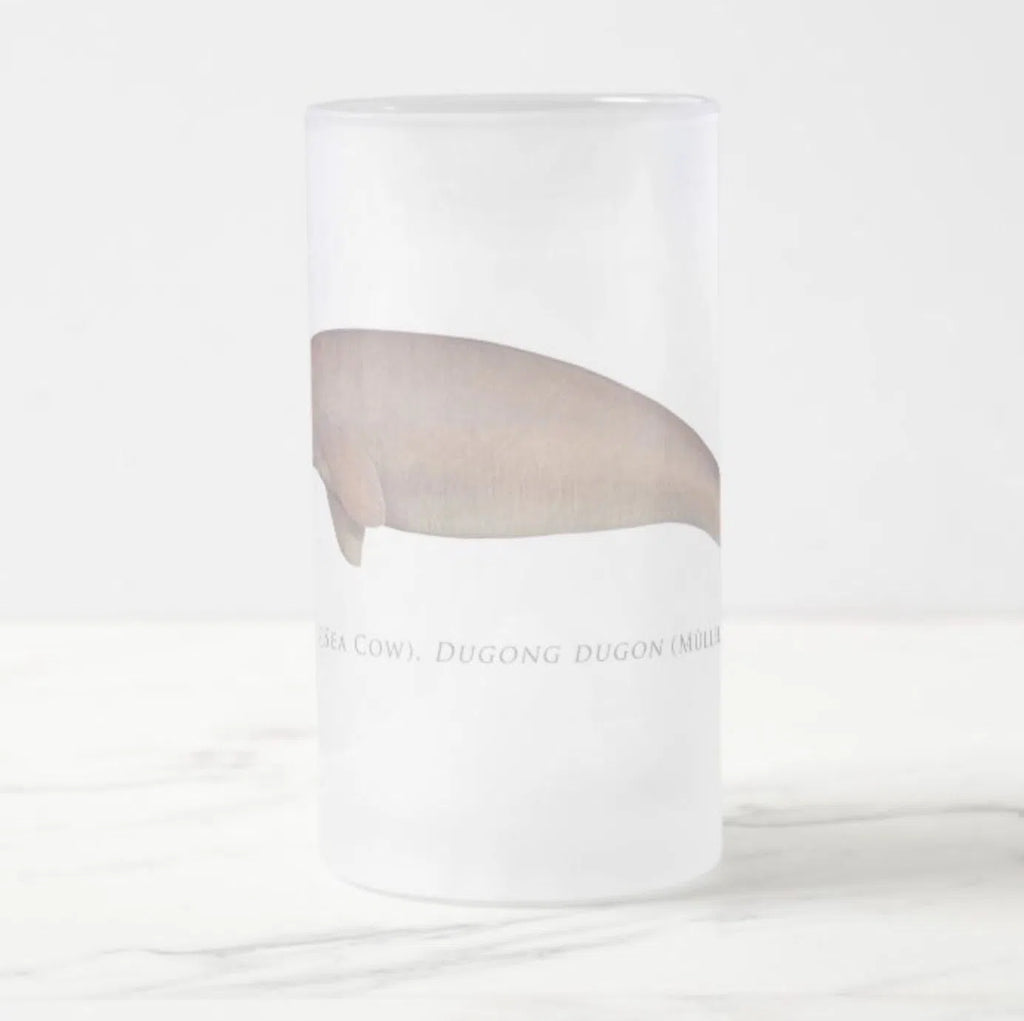 Dugong (Sea Cow) - Frosted Glass Stein-Stick Figure Fish Illustration