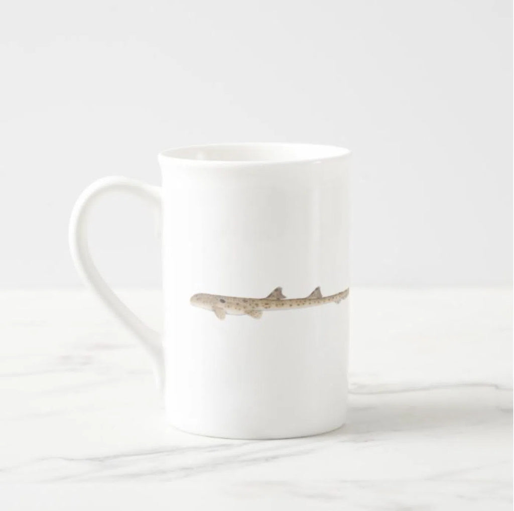 Epaulette Shark - Fine Bone China Mug-Stick Figure Fish Illustration