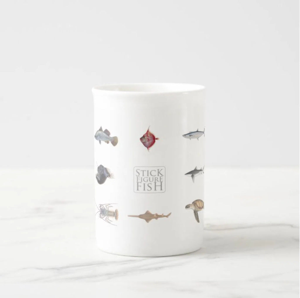 Everything - Fine Bone China Mug-Stick Figure Fish Illustration