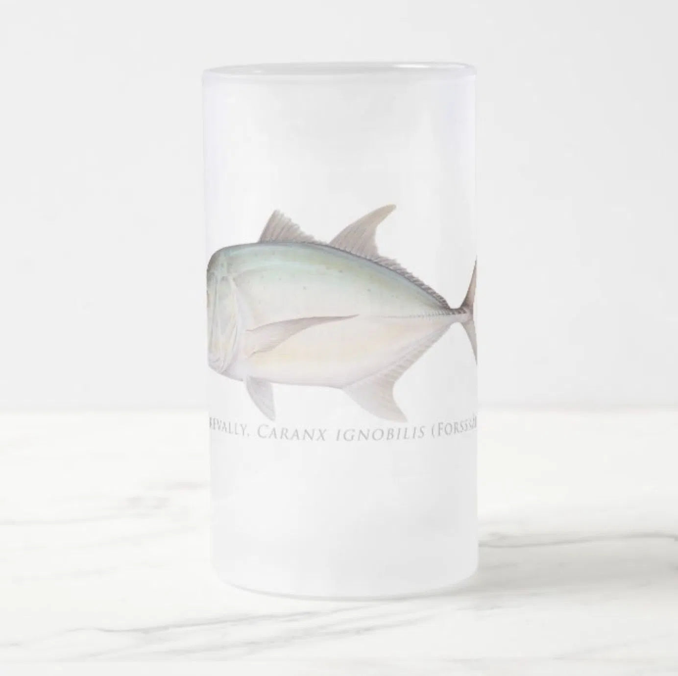 Giant Trevally - Frosted Glass Stein-Stick Figure Fish Illustration