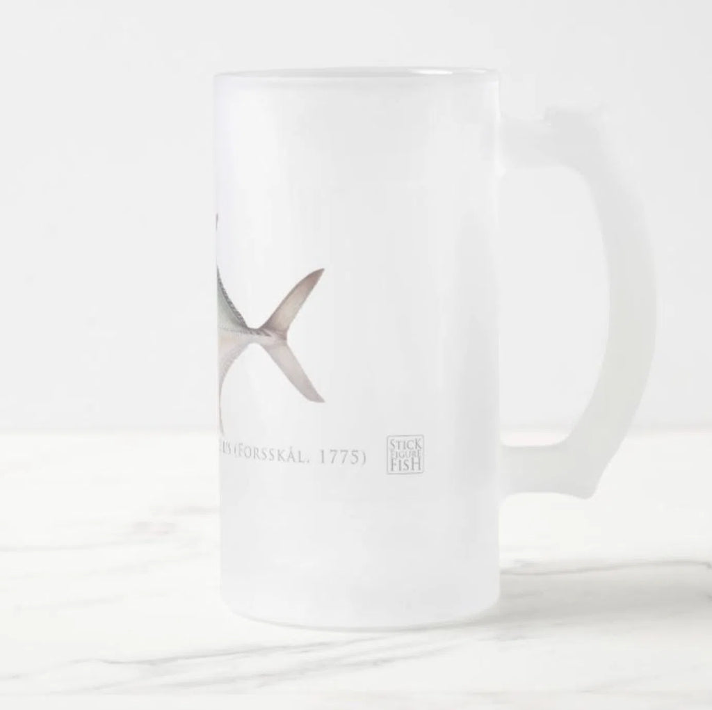Giant Trevally - Frosted Glass Stein-Stick Figure Fish Illustration
