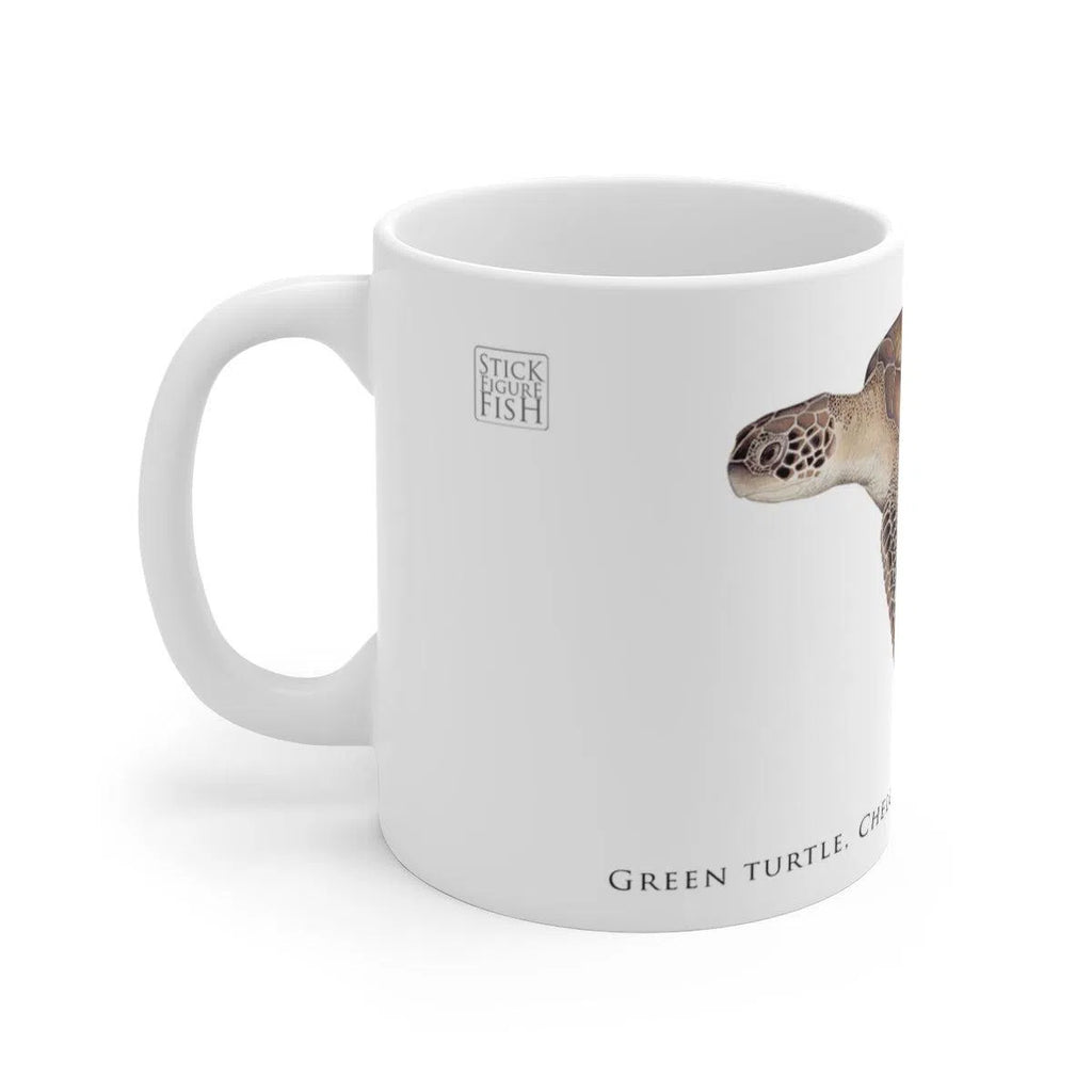 Green Sea Turtle Mug-Stick Figure Fish Illustration