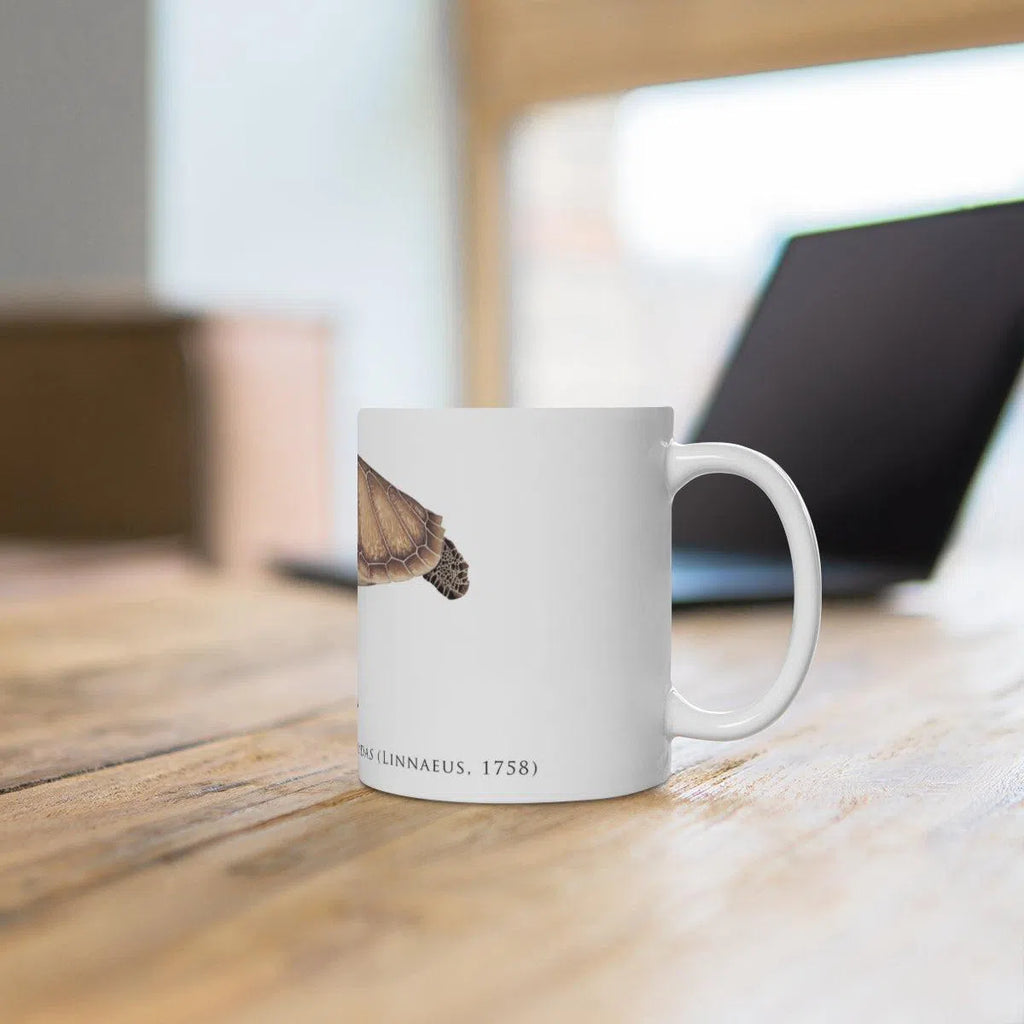 Green Sea Turtle Mug-Stick Figure Fish Illustration