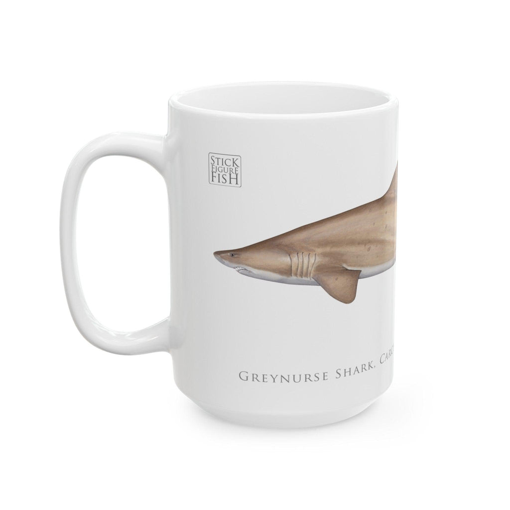 Greynurse Shark Mug - Stick Figure Fish Illustration