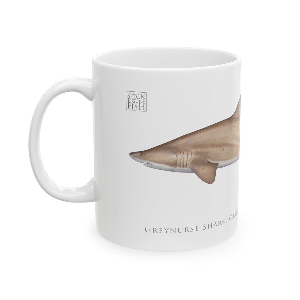 Greynurse Shark Mug - Stick Figure Fish Illustration