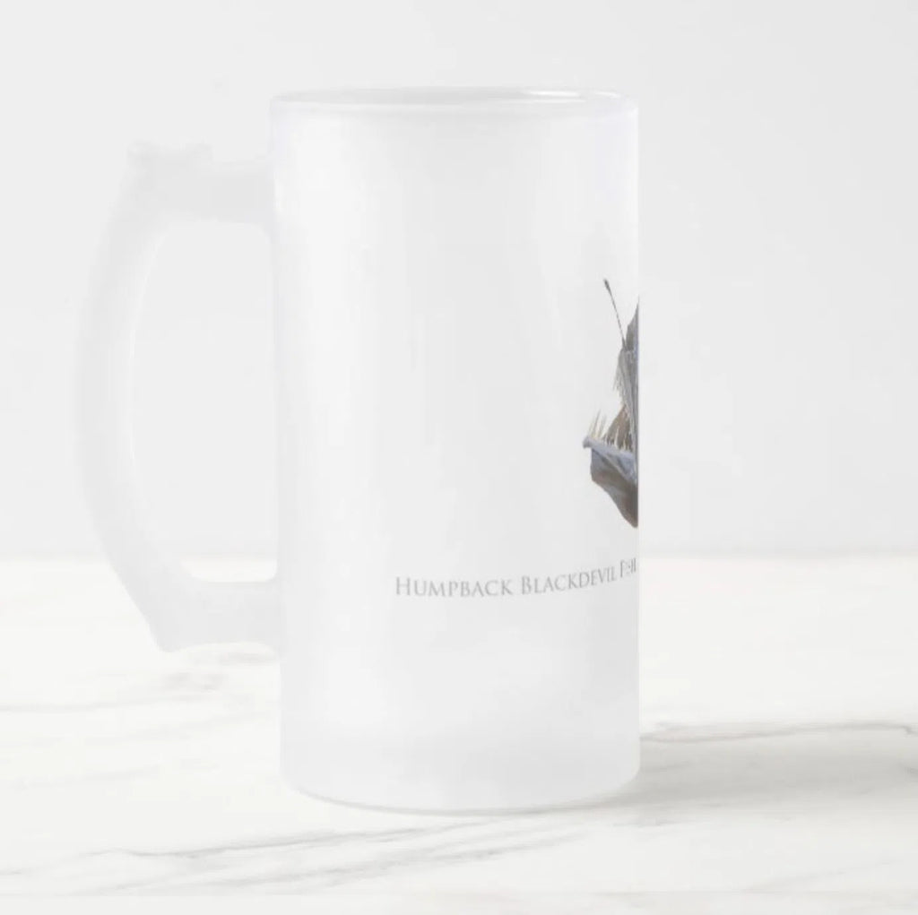 Humpback Blackdevil - Frosted Glass Stein-Stick Figure Fish Illustration