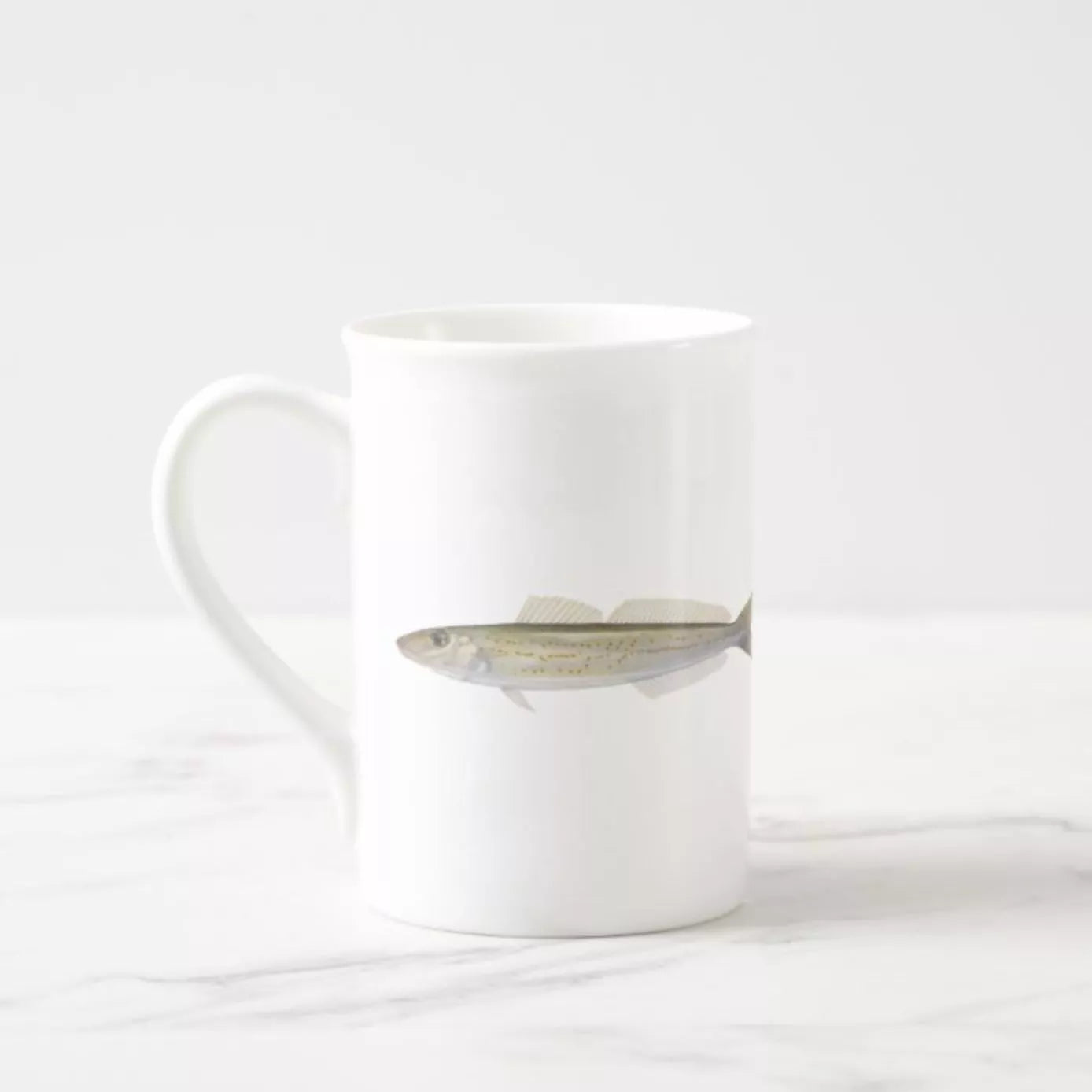 King George Whiting - Fine Bone China Mug-Stick Figure Fish Illustration