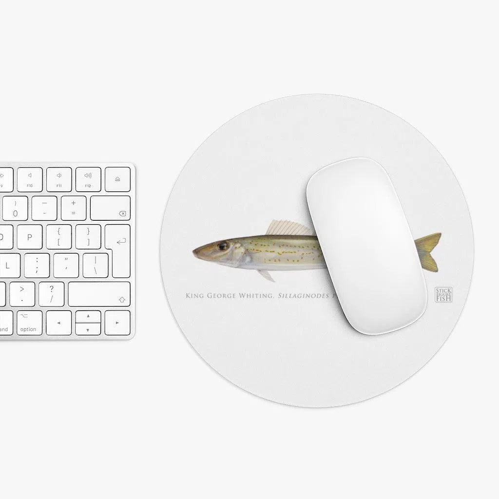 King George Whiting - Mouse Pad-Stick Figure Fish Illustration