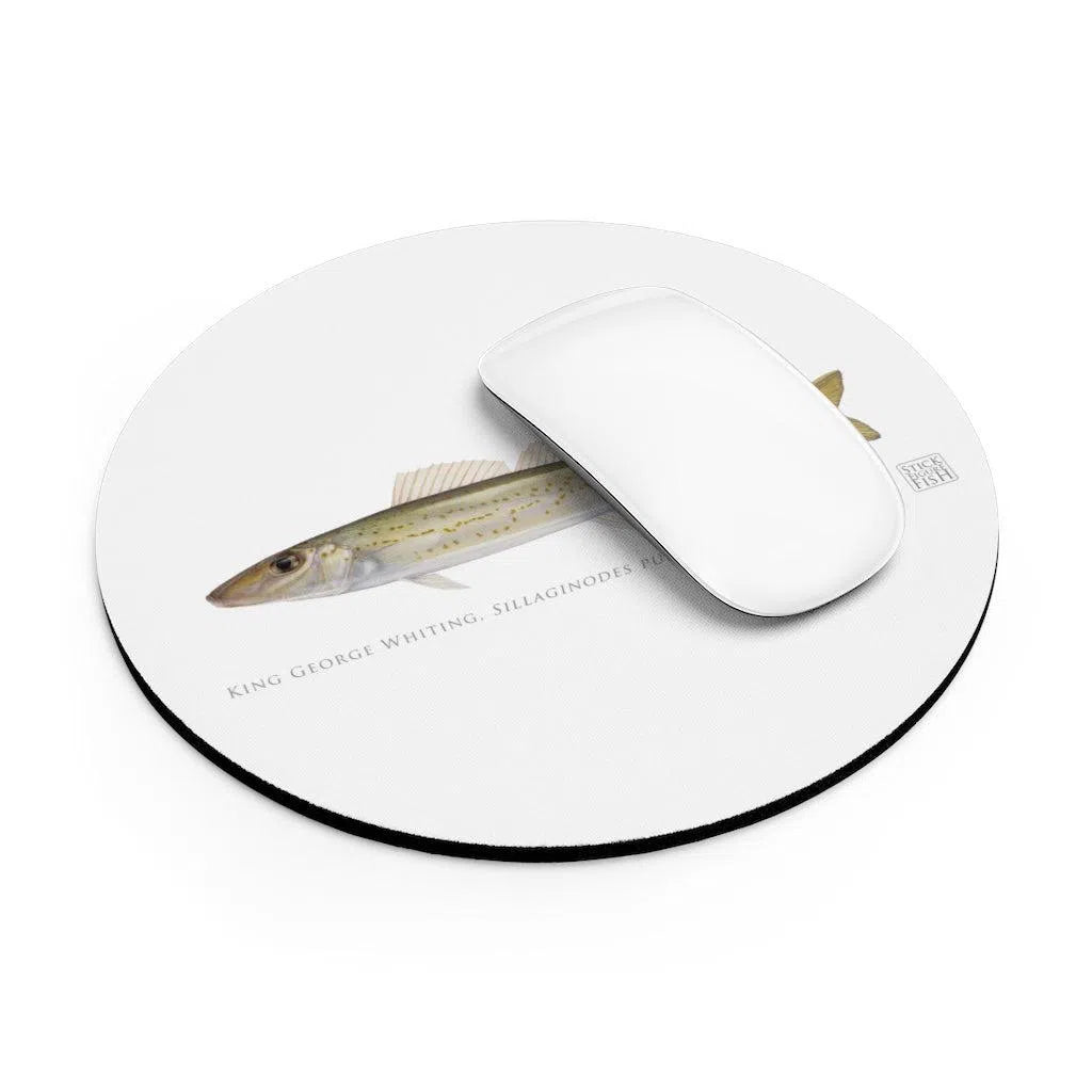 King George Whiting - Mouse Pad-Stick Figure Fish Illustration