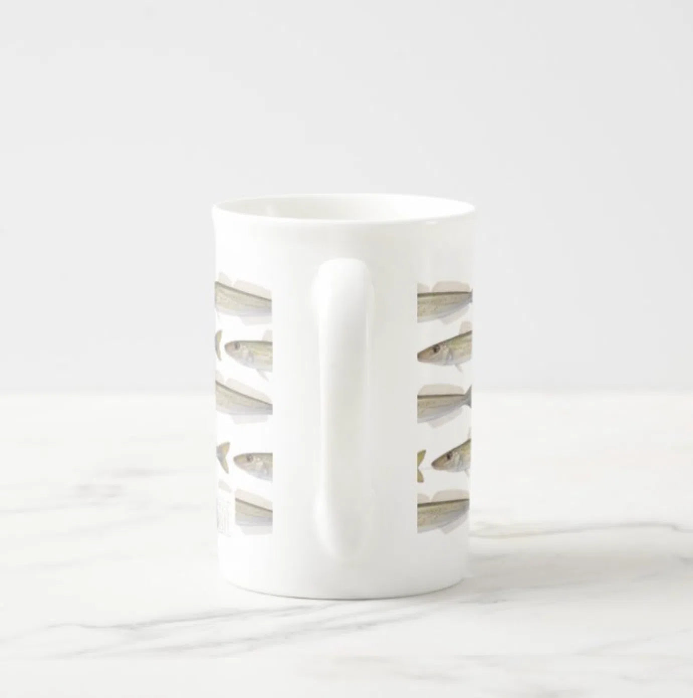 King George Whiting - Tessellation Series - Fine Bone China Mug-Stick Figure Fish Illustration