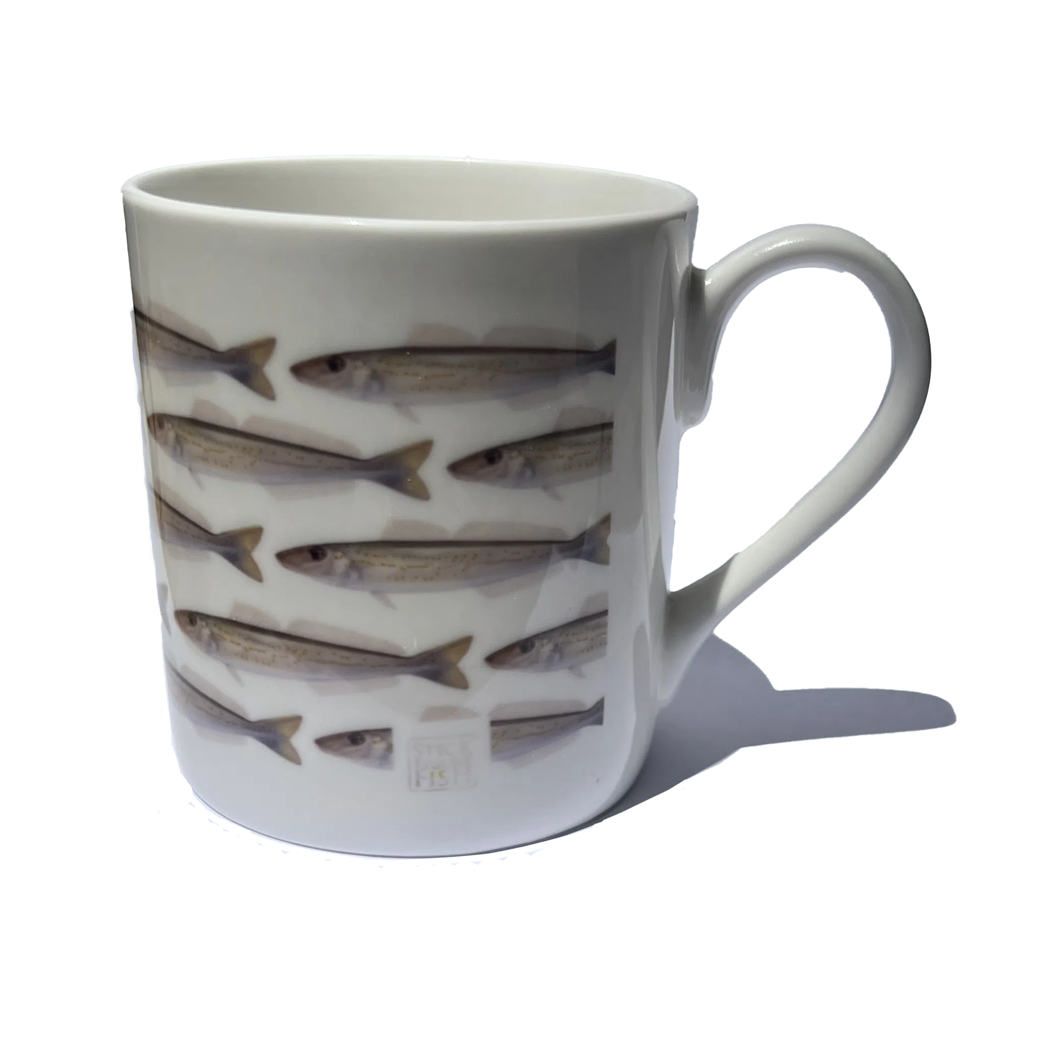 King George Whiting - Tessellation Series - Fine Bone China Mug-Stick Figure Fish Illustration