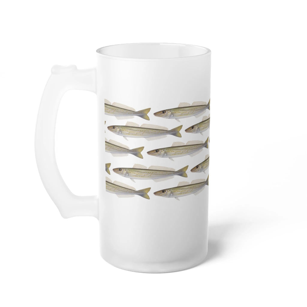 King George Whiting - Tessellation Series - Frosted Glass Stein-Stick Figure Fish Illustration