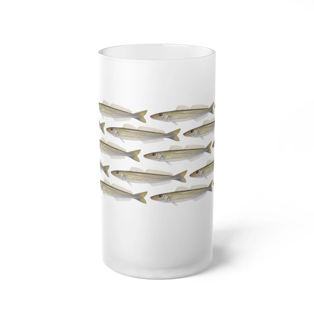 King George Whiting - Tessellation Series - Frosted Glass Stein-Stick Figure Fish Illustration