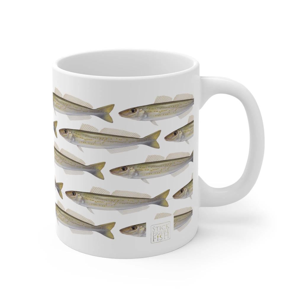 King George Whiting - Tessellation Series - Mug-Stick Figure Fish Illustration