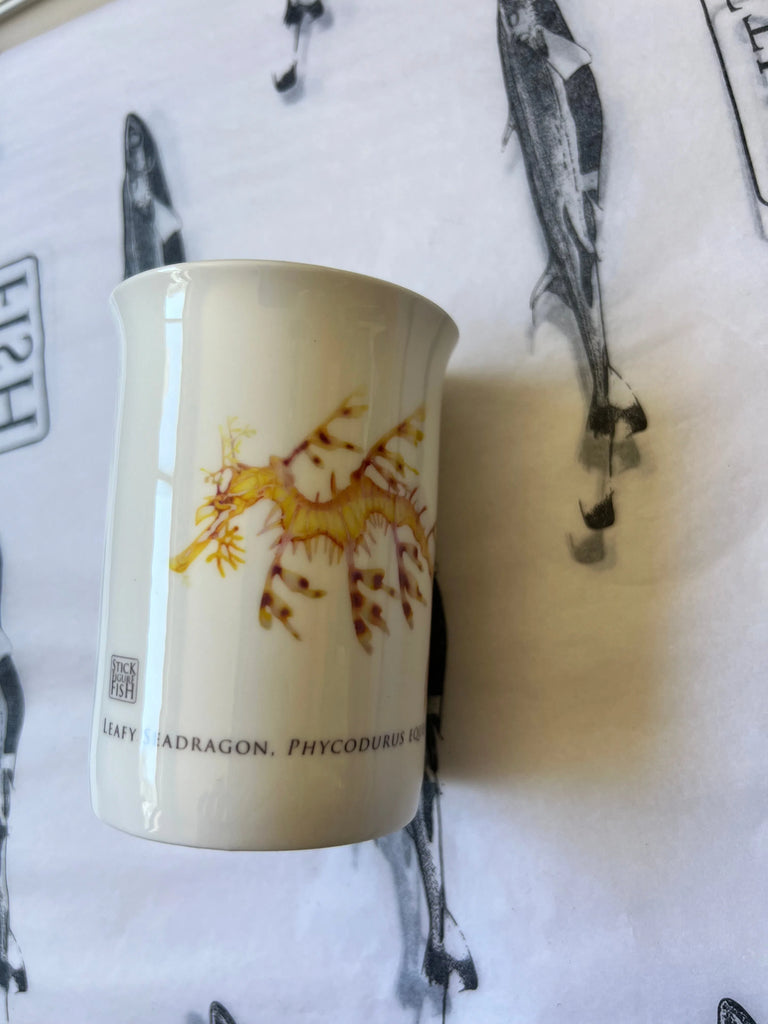 Leafy Seadragon - Fine Bone China Mug-Stick Figure Fish Illustration